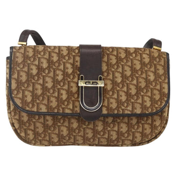 Christian Dior Trotter Canvas Shoulder Bag Beige Gold Auth 157258 - 0