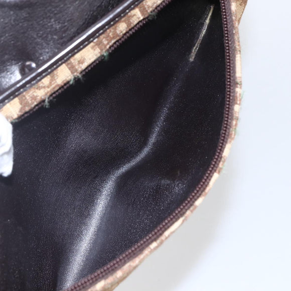 Christian Dior Trotter Canvas Shoulder Bag Beige Gold Auth 157258