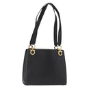 Salvatore Ferragamo Gancini Tote Bag Leather Black Gold Auth 157259-1
