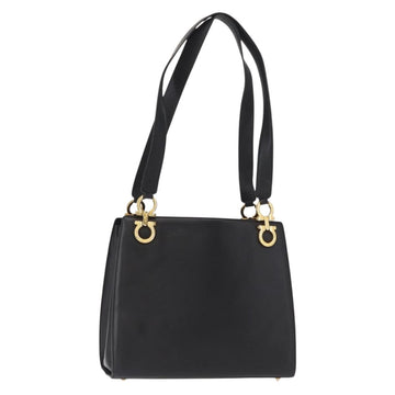 Salvatore Ferragamo Gancini Tote Bag Leather Black Gold Auth 157259