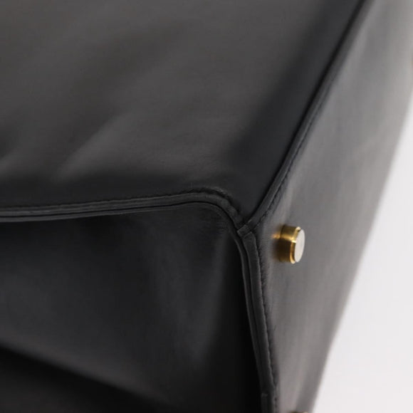 Salvatore Ferragamo Gancini Tote Bag Leather Black Gold Auth 157259