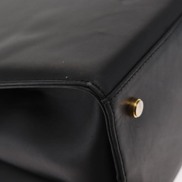 Salvatore Ferragamo Gancini Tote Bag Leather Black Gold Auth 157259