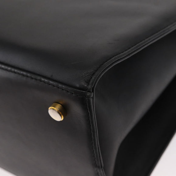 Salvatore Ferragamo Gancini Tote Bag Leather Black Gold Auth 157259