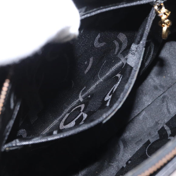 Salvatore Ferragamo Gancini Tote Bag Leather Black Gold Auth 157259