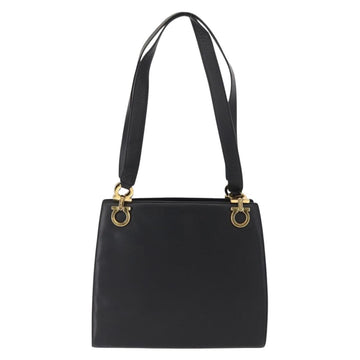 Salvatore Ferragamo Gancini Tote Bag Leather Black Gold Auth 157259 - 0