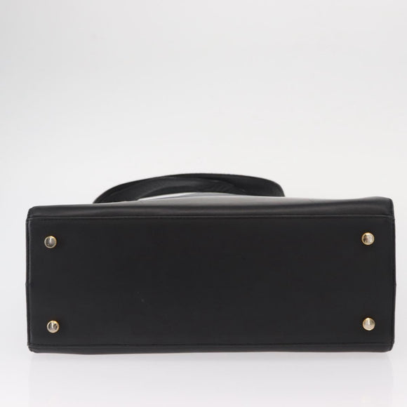 Salvatore Ferragamo Gancini Tote Bag Leather Black Gold Auth 157259