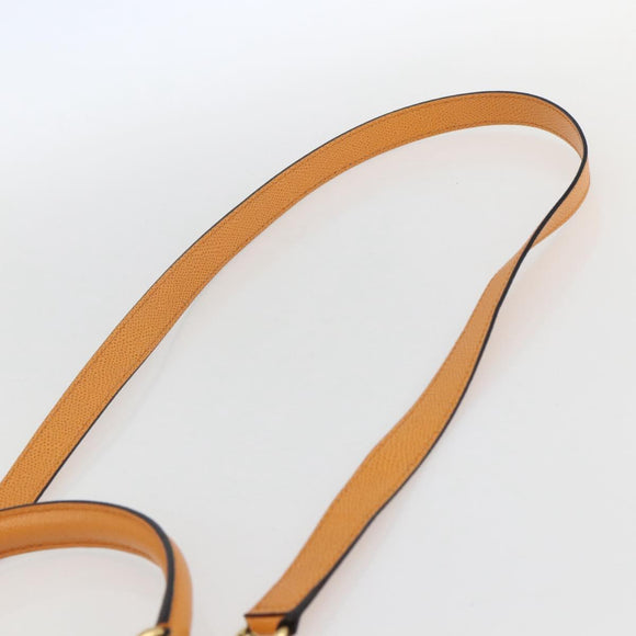 CELINE Hand Bag Leather 2way Orange Gold Auth 157260