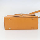 CELINE Hand Bag Leather 2way Orange Gold Auth 157260-5