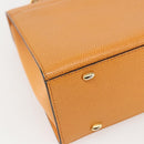 CELINE Hand Bag Leather 2way Orange Gold Auth 157260-17