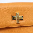 CELINE Hand Bag Leather 2way Orange Gold Auth 157260-18