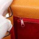 CELINE Hand Bag Leather 2way Orange Gold Auth 157260-20