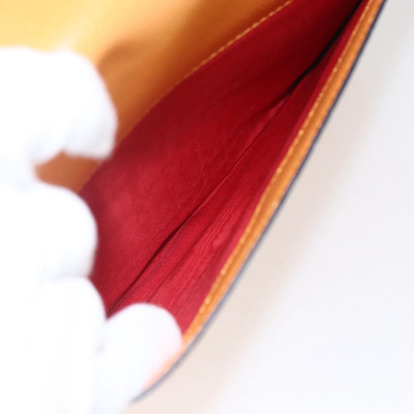 CELINE Hand Bag Leather 2way Orange Gold Auth 157260