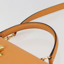 CELINE Hand Bag Leather 2way Orange Gold Auth 157260-14