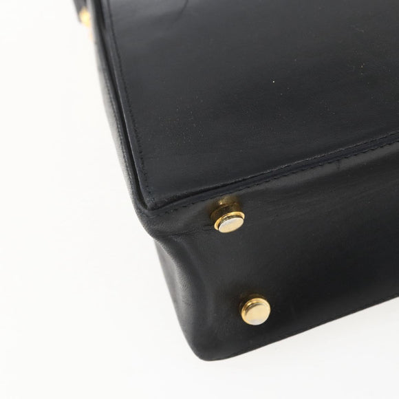 Salvatore Ferragamo Shoulder Bag Leather Black Gold Auth 157262