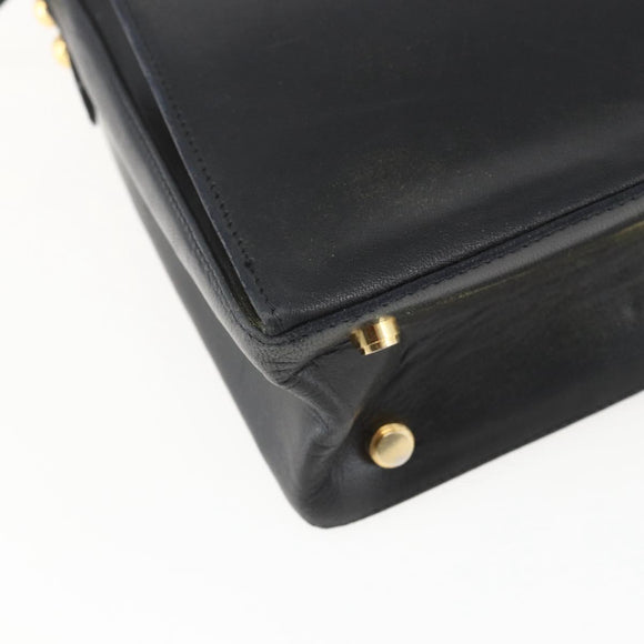 Salvatore Ferragamo Shoulder Bag Leather Black Gold Auth 157262