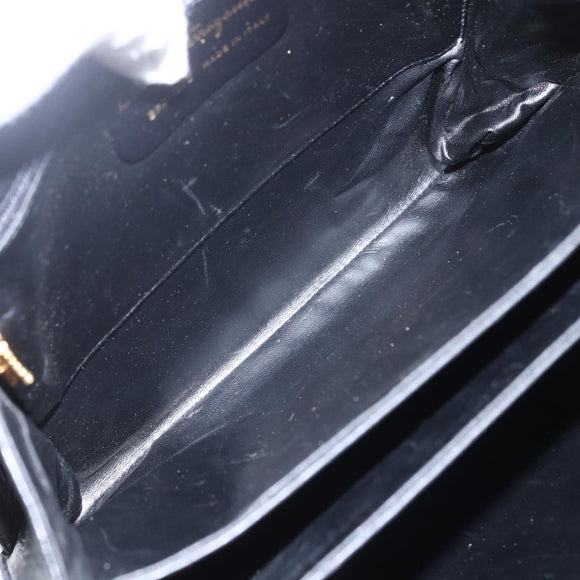 Salvatore Ferragamo Shoulder Bag Leather Black Gold Auth 157262