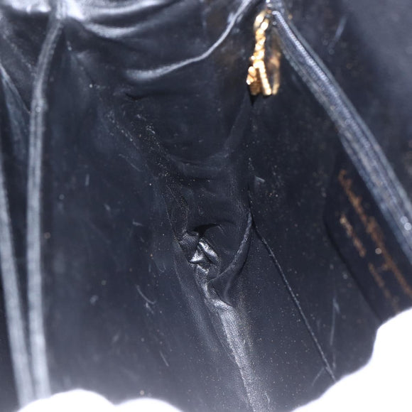 Salvatore Ferragamo Shoulder Bag Leather Black Gold Auth 157262