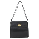 Salvatore Ferragamo Shoulder Bag Leather Black Gold Auth 157262-13