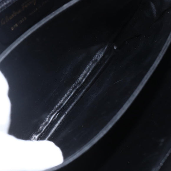 Salvatore Ferragamo Shoulder Bag Leather Black Gold Auth 157262