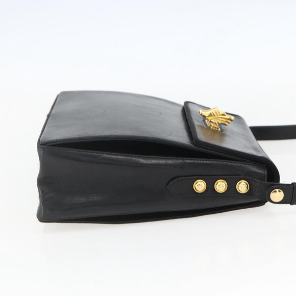 Salvatore Ferragamo Shoulder Bag Leather Black Gold Auth 157262