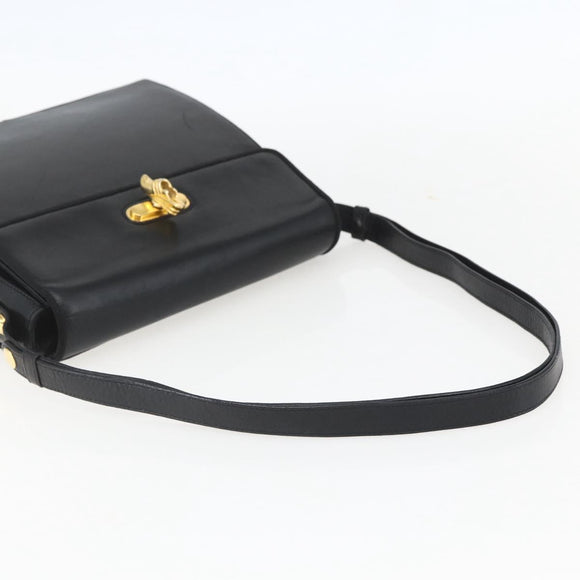 Salvatore Ferragamo Shoulder Bag Leather Black Gold Auth 157262