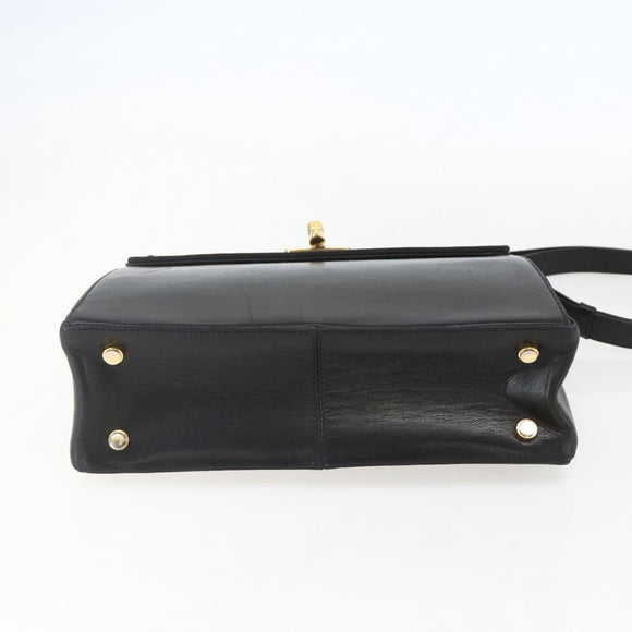 Salvatore Ferragamo Shoulder Bag Leather Black Gold Auth 157262