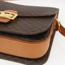CELINE Macadam Canvas Horse Carriage Bag PVC Leather Brown Gold Auth 157263-10