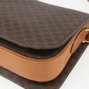 CELINE Macadam Canvas Horse Carriage Bag PVC Leather Brown Gold Auth 157263-12