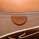 CELINE Macadam Canvas Horse Carriage Bag PVC Leather Brown Gold Auth 157263-15