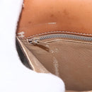 CELINE Macadam Canvas Horse Carriage Bag PVC Leather Brown Gold Auth 157263-16