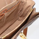 CELINE Macadam Canvas Horse Carriage Bag PVC Leather Brown Gold Auth 157263-18