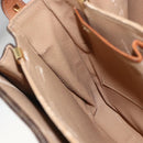 CELINE Macadam Canvas Horse Carriage Bag PVC Leather Brown Gold Auth 157263-19