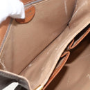 CELINE Macadam Canvas Horse Carriage Bag PVC Leather Brown Gold Auth 157263-20