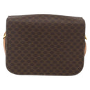 CELINE Macadam Canvas Horse Carriage Bag PVC Leather Brown Gold Auth 157263-3