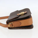 CELINE Macadam Canvas Horse Carriage Bag PVC Leather Brown Gold Auth 157263-4