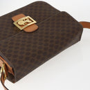 CELINE Macadam Canvas Horse Carriage Bag PVC Leather Brown Gold Auth 157263-6