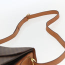 CELINE Macadam Canvas Horse Carriage Bag PVC Leather Brown Gold Auth 157263-8