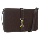 Christian Dior Trotter Canvas Shoulder Bag Brown Gold Auth 157265V-1
