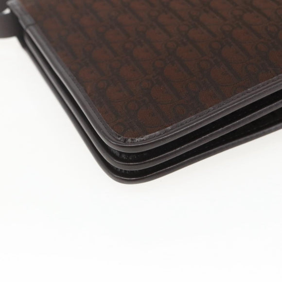 Christian Dior Trotter Canvas Shoulder Bag Brown Gold Auth 157265V