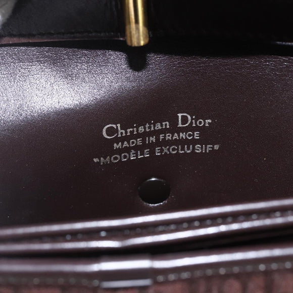 Christian Dior Trotter Canvas Shoulder Bag Brown Gold Auth 157265V