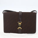Christian Dior Trotter Canvas Shoulder Bag Brown Gold Auth 157265V-20