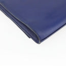 SAINT LAURENT Y line Clutch Bag Leather Blue Gold Auth 157266V-16