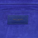 SAINT LAURENT Y line Clutch Bag Leather Blue Gold Auth 157266V-9