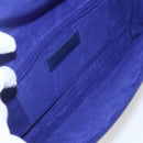 SAINT LAURENT Y line Clutch Bag Leather Blue Gold Auth 157266V-10