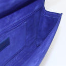 SAINT LAURENT Y line Clutch Bag Leather Blue Gold Auth 157266V-17