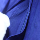 SAINT LAURENT Y line Clutch Bag Leather Blue Gold Auth 157266V-11