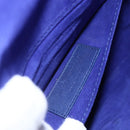 SAINT LAURENT Y line Clutch Bag Leather Blue Gold Auth 157266V-12