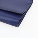 SAINT LAURENT Y line Clutch Bag Leather Blue Gold Auth 157266V-7