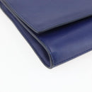 SAINT LAURENT Y line Clutch Bag Leather Blue Gold Auth 157266V-14