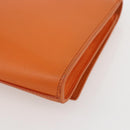 SAINT LAURENT Y line Clutch Bag Leather Orange Gold Auth 157267V-10